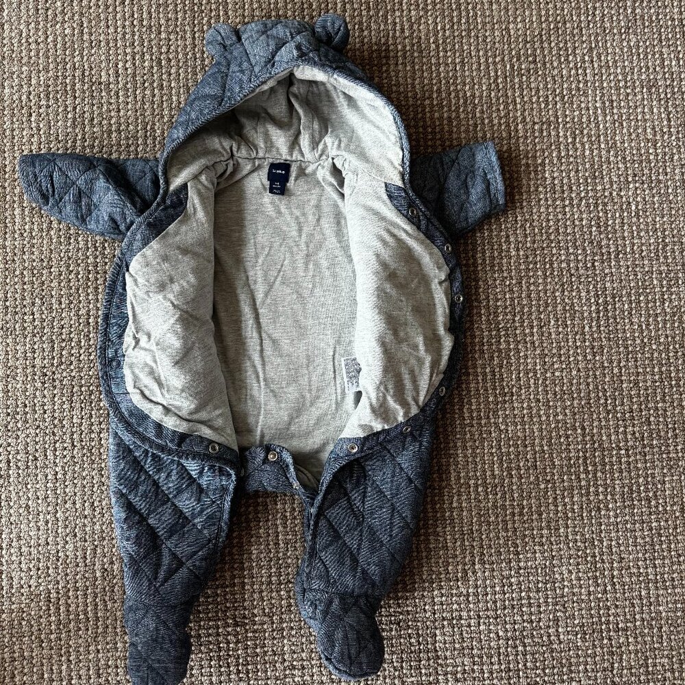 Baby Gap Chambray Quilted Hooded Bunting | 3–6 Months - Picture 2 of 4